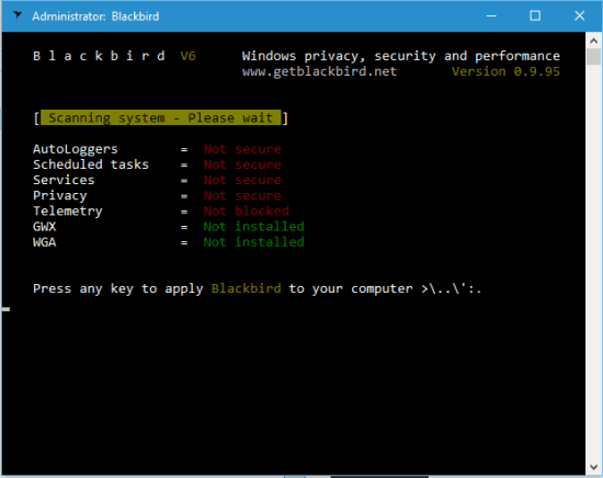 start system scanning and press any key to apply changes