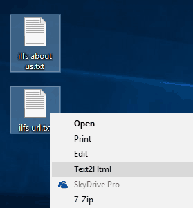 use Text2Html context menu option