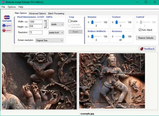 Reshade Image Enlarger- interface