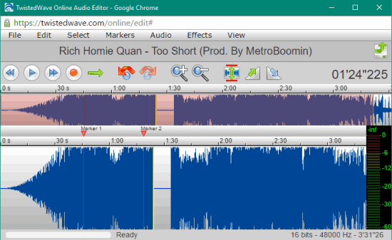 TwistedWave- audio editor interface