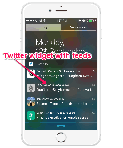 Twitter widget with feeds