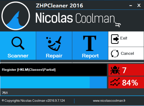 ZHPCleaner- interface with scanning process