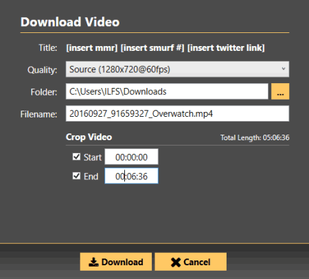 adjust options before downloading video