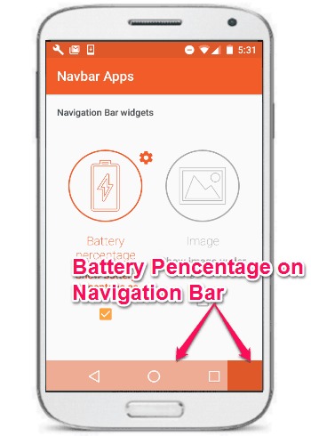 battery percentage on navigation bar