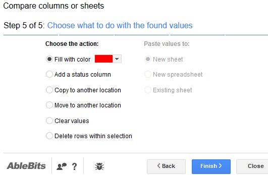 choose type of action for duplicates
