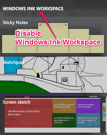 disable windows ink workspace