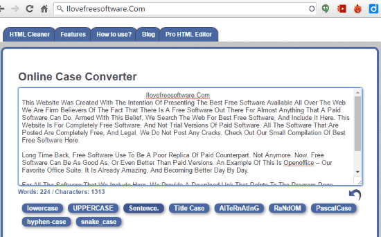 htmlcleaner case converter
