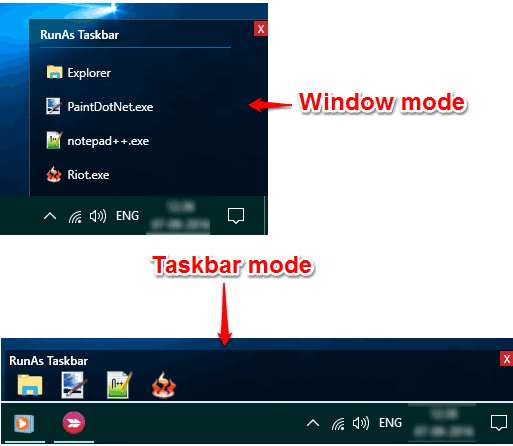 interface with different modes