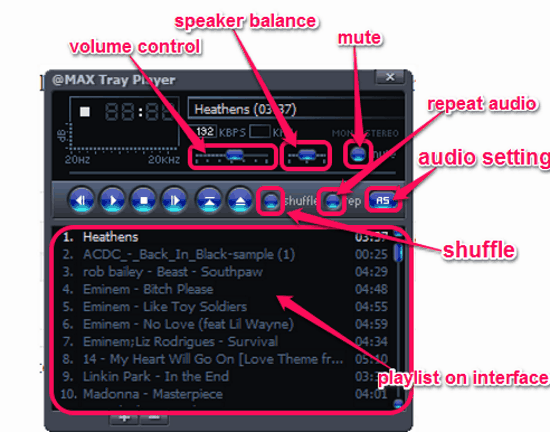 taskbar audio player