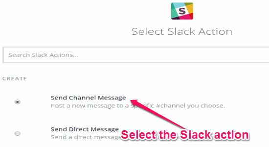 select-slack-action
