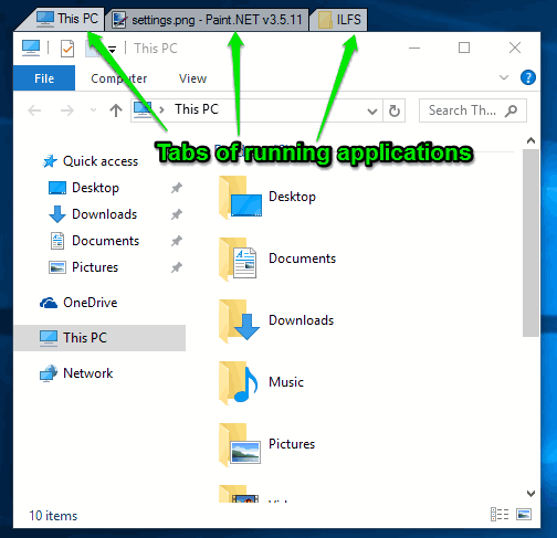 use applications as tabs