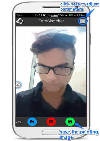 convert photos into paintings using FotoSketcher Android app