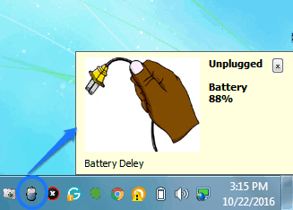 Laptop charger plugged out notification