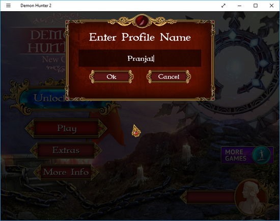 Demon Hunter 2 create player profile