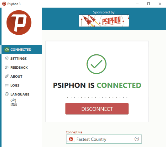 Psiphon software to access region restricted sites