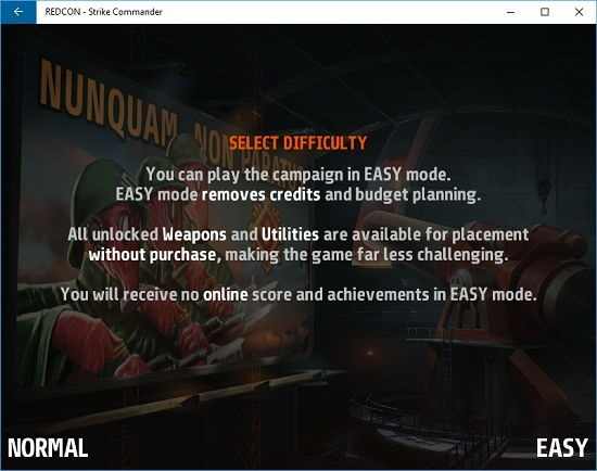 REDCON - Strike Commander Difficulty Selection