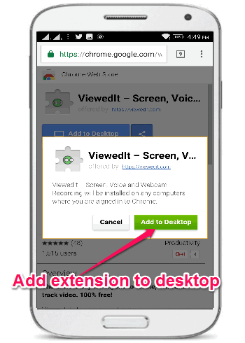 add to desktop extension