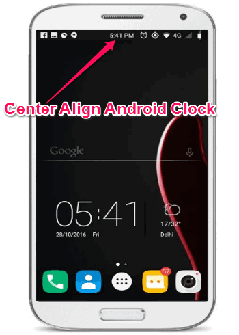 center align android clock