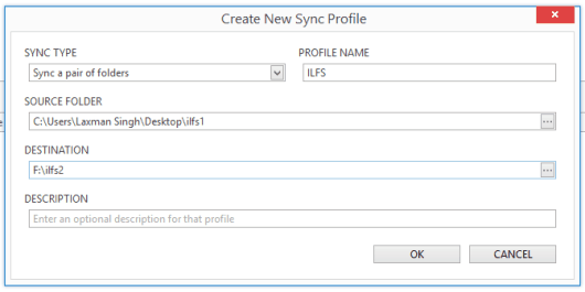 create new sync profile
