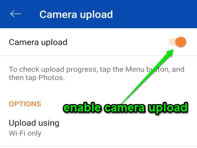 enable camera upload