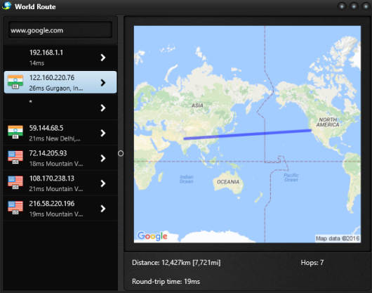 enter ip address and get route details