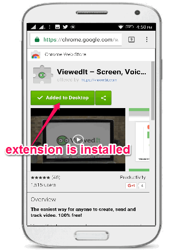 extension installed