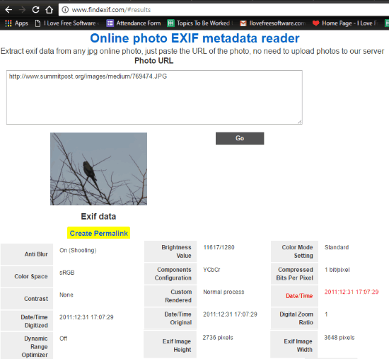 online EXIF data viewer