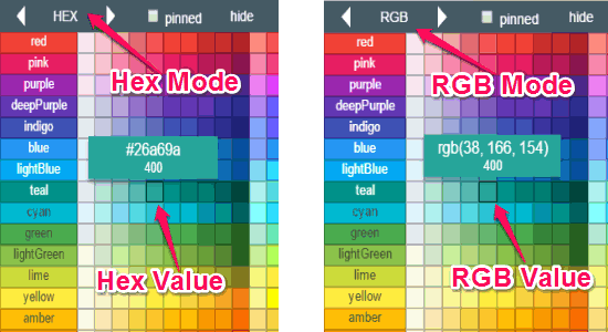 hex and rgb