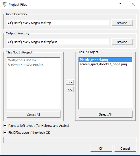 insert input directory and set output directory