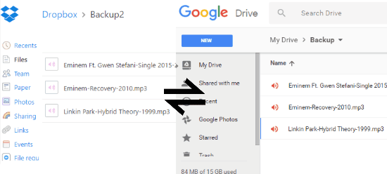 backup, sync files between Dropbox, Google Drive