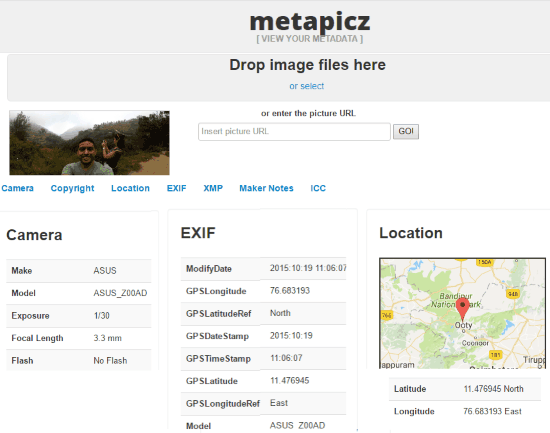 online EXIF data viewer