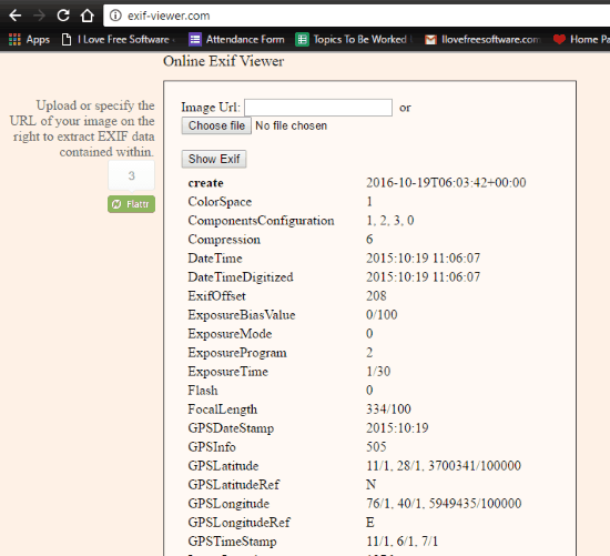 online EXIF data viewer