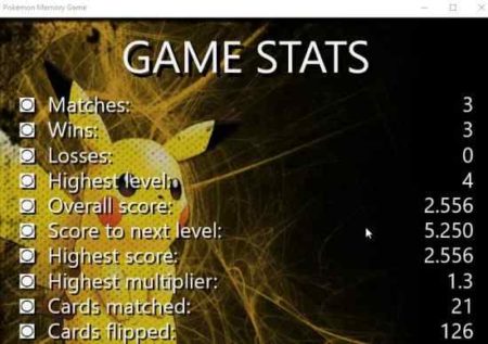 pokemon memory game stats