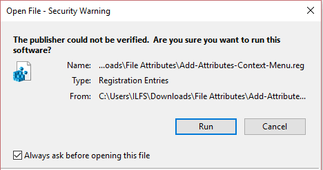 run file attributes file