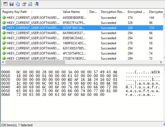 scanned items and decrypted data