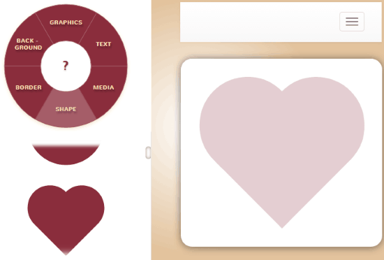 select shape for your romantic ecard