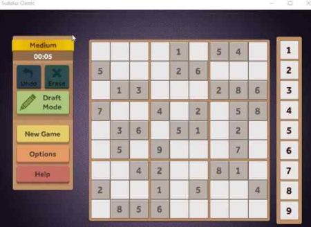 sudoku classic new game board
