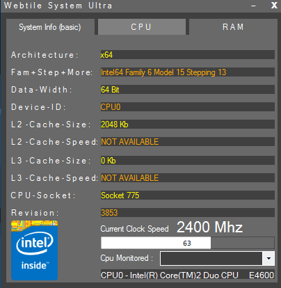 view cpu details