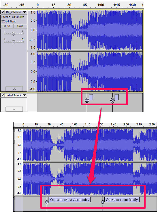 Audio bookmarks lebel editing