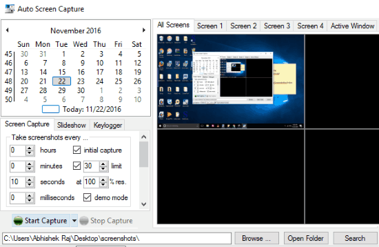 7 Free Software To Capture Screenshots After A Regular Interval Of Time