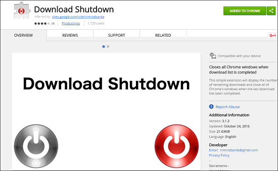 Download shutdown