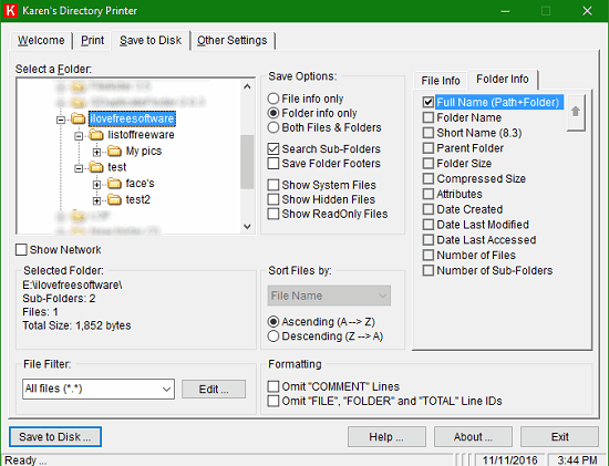 Karen directory structure GUI