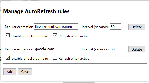 Manage AutoRefresh rules