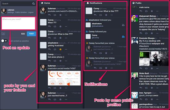 Mastodon in action in Free and Open-Source Micro-Blogging Social Network