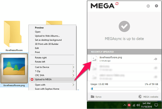uploading files MEGA