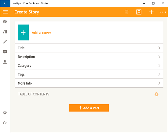 Wattpad create a story