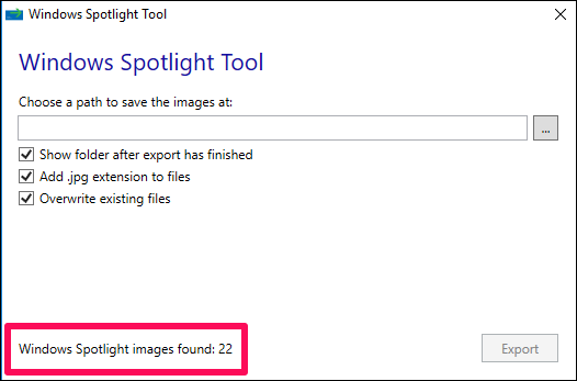 Windows spotlight tool