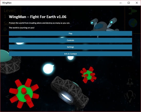 WingMan Fight for earth main menu