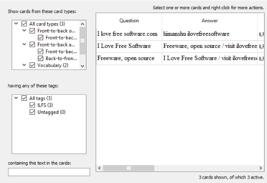 free flashcards maker software for Windows: Mnemosyne 