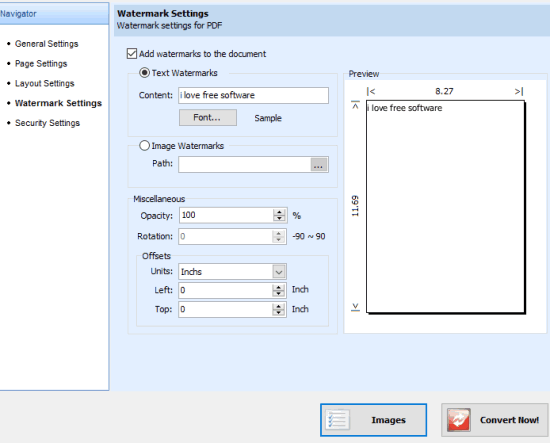 customize settings and convert images to pdf